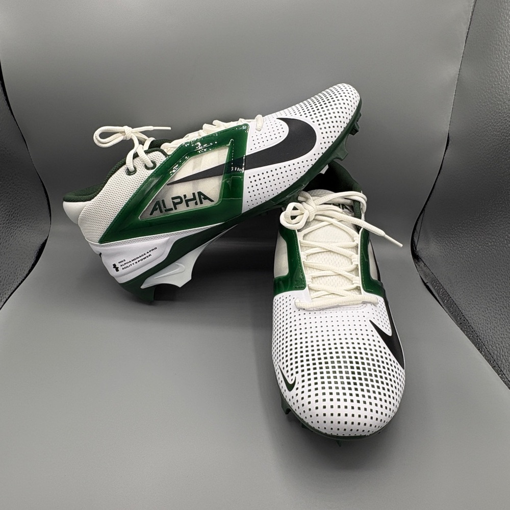 Size 14.5 Nike Alpha Menace Pro 4 Football Cleats White Green FZ7702-106